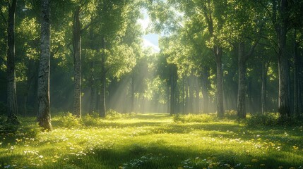 Sunlight filtering through the forest