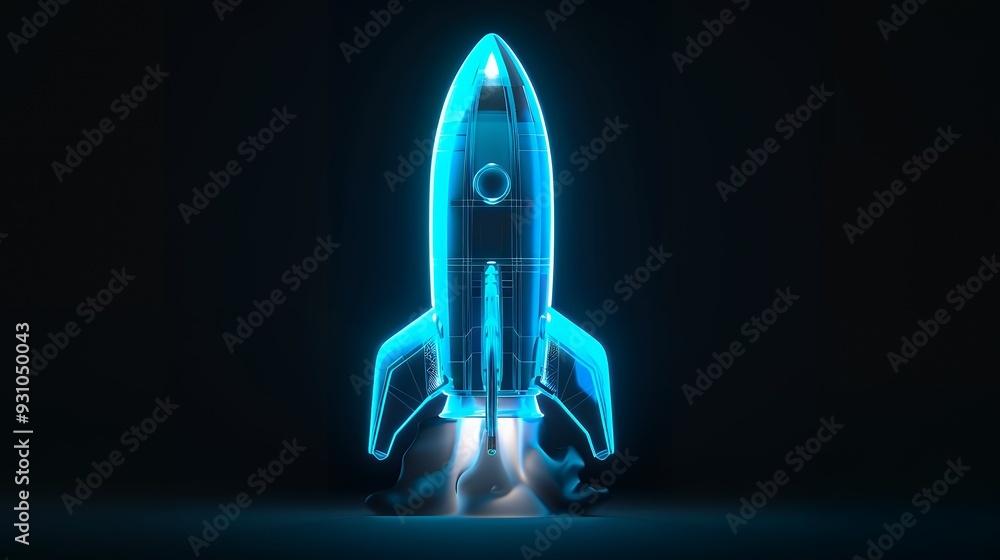 Wall mural digital rockets launch into outer space. boosting and taking off career concepts. abstract spaceship