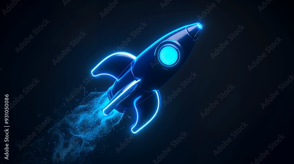 Wall mural digital rockets launch into outer space. boosting and taking off career concepts. abstract spaceship