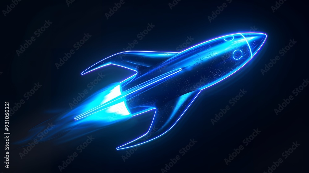 Wall mural digital rockets launch into outer space. boosting and taking off career concepts. abstract spaceship