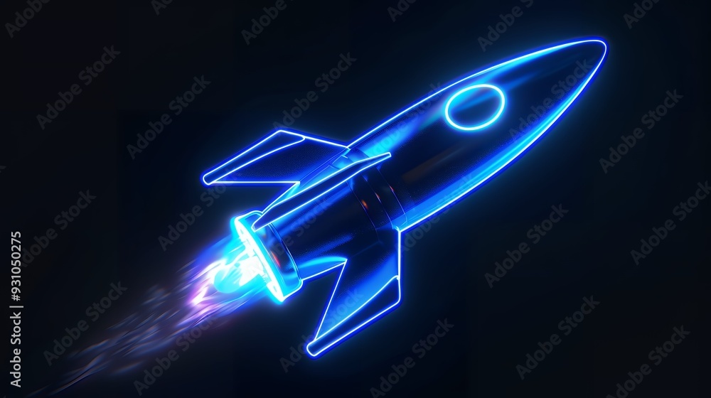 Wall mural digital rockets launch into outer space. boosting and taking off career concepts. abstract spaceship