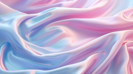 Fototapeta premium Abstract wavy silk texture in pastel blue and pink hues smooth texture luxurious wallpaper background