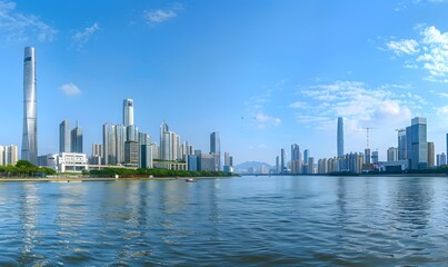 Fototapeta premium Modern cityscape, panoramic background