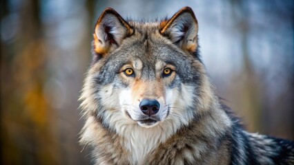 Obraz premium Close-up of a majestic wolf in its natural habitat, wolf, animal, wildlife, nature, predator, pack, howling, wilderness, forest
