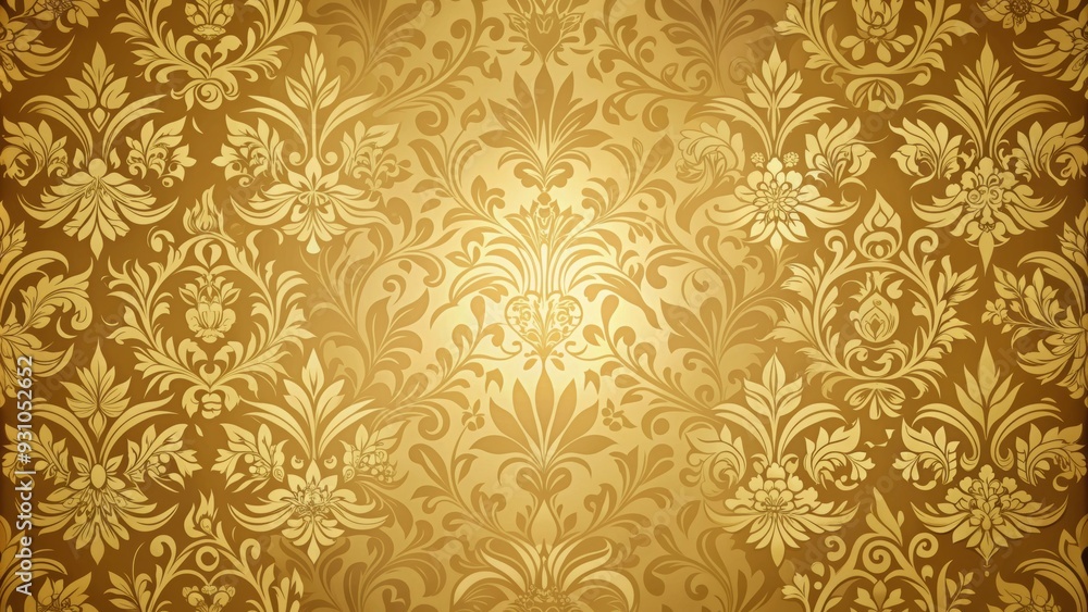 Poster Gold floral wallpaper with luxurious design, gold, floral, wallpaper, luxury, design, elegant, fancy, background