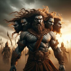 Fototapeta premium Dussehra, Navratri, Lord Rama killing Ravana