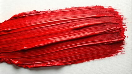 Close-up of a vibrant red paint stroke with rich textures on a background , red, vibrant, paint, stroke, texture