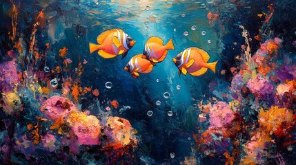 Fototapeta premium An enchanting panoramic underwater scene where col 876 coral, fish, underwater, sea, reef, ocean, water, tropical, diving, nature, marine, scuba, animal, egypt, aquarium, red, colorful, life, dive, re