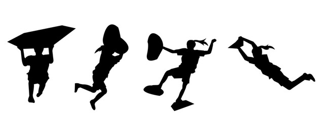 wall climbing, rock climbing, silhouette set. sport, extreme, bouldering. different actions, poses. vector illustration. © farydraw
