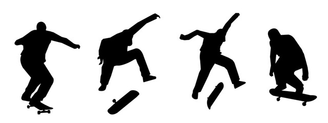 Skateboarding or Skateboarder Silhouettes Vector illustration