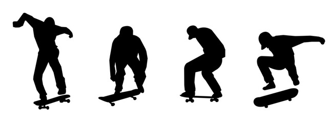Skateboarding or Skateboarder Silhouettes Vector illustration