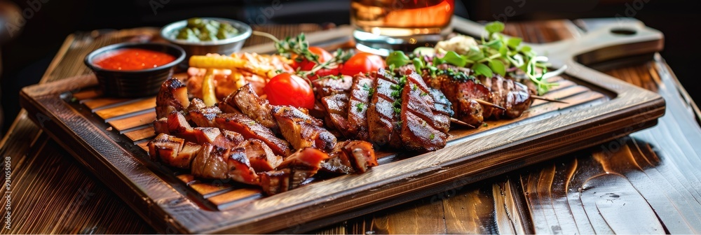 Sticker Wooden platter featuring a meat starter