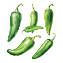 watercolor painting of jalapeno pepper four collection