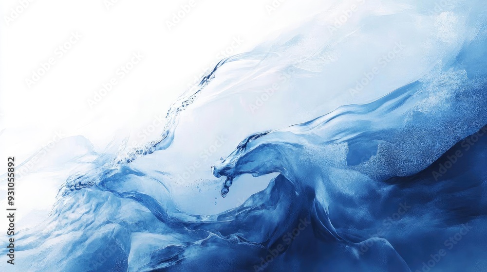 Poster a serene abstract design featuring flowing blue waves representing tranquility and calmness in a nat