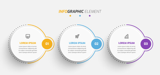 Infographic Element Templates with Circle Label Icons and 3 Number Suitable for Process Diagram