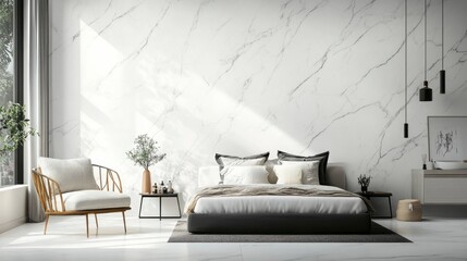 White Marble with Beige veins wallpaper adds an elegant effect on bedroom, bathroom, living room and dining room walls, Choose from modern black, textured grey, luxurious designs, ai