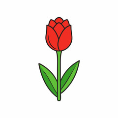 Tulip isolated on white, tulip vector illustration, tulip vector art, tulip silhouette, flowers icon, rose line art, eps