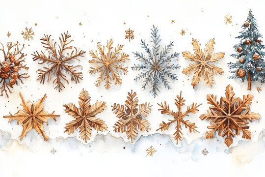 Boho Christmas snowflakes made of wood and natural 728 snowflake, christmas, snow, winter, snowflakes, pattern, decoration, seamless, design, vector, cold, ice, xmas, holiday, illustration, season, ce