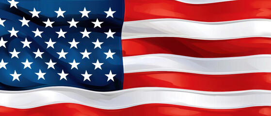 Obraz premium Close-up of the American flag waving in the wind, showcasing its vibrant colors and stars in a patriotic display.