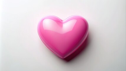 Fototapeta premium Pink minimal heart on a white background for a happy Valentine's Day celebration, pink, minimal, heart, happy