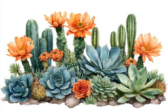 Boho desert wreath clipart featuring cacti and suc 641 flower, flowers, nature, orange, plant, garden, yellow, bouquet, summer, floral, bloom, blossom, beauty, flora, petal, spring, daisy, color, mari