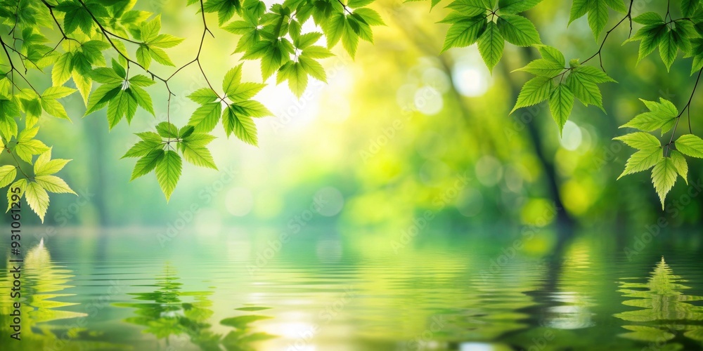 Poster Tranquil image of a peaceful leavescape, serene, nature, tranquility, foliage, greenery, relaxing, calm, peaceful, Zen