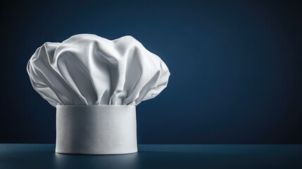 A chef's hat artfully positioned against a clean background, with ample copy space, symbolizing culinary creativity and expertise.