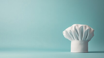 A chef's hat artfully positioned against a clean background, with ample copy space, symbolizing culinary creativity and expertise.