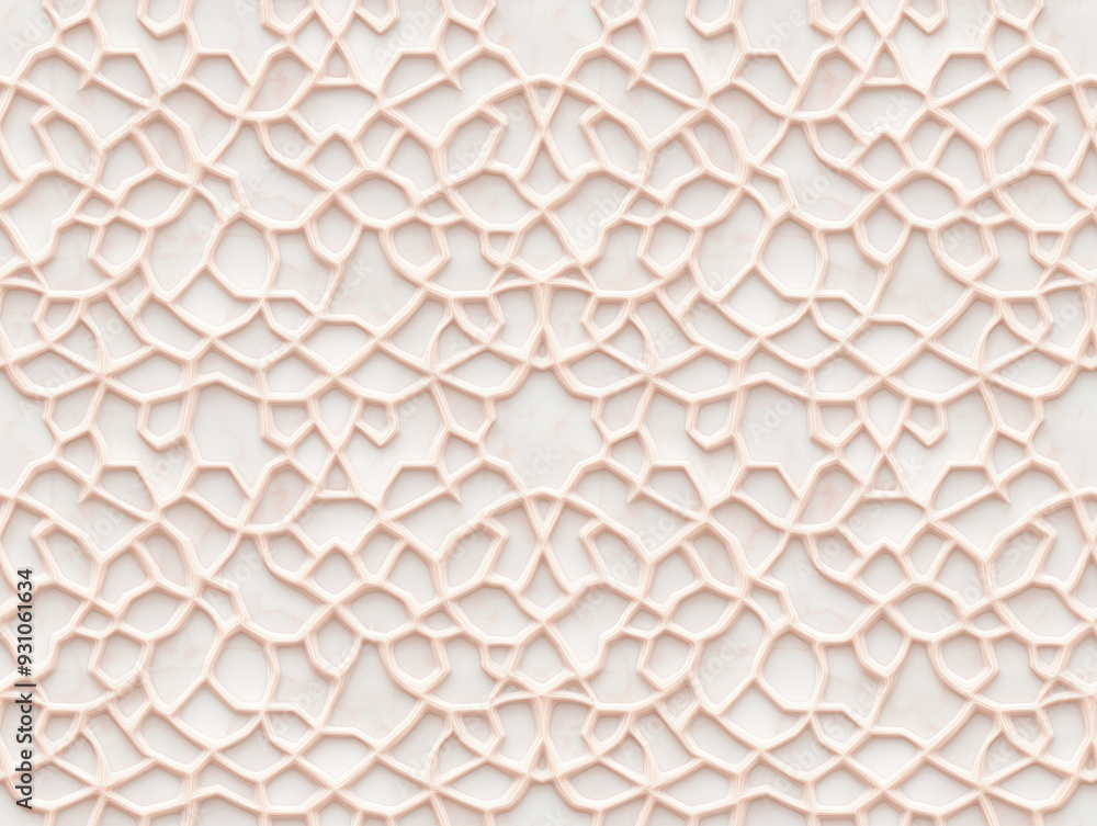 Poster seamless abstract organic network pattern with interconnected shapes in soft beige tones creating a 