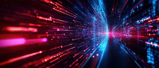 Fototapeta premium Dynamic abstract background featuring vibrant lights and streaks, symbolizing speed, technology, and futurism.