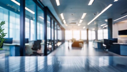 Blurred empty open space office. Abstract light bokeh at office interior background
