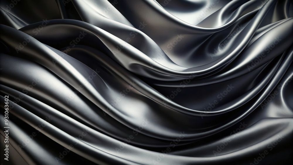 Wall mural Abstract black fabric with dripping, swooshing curves creating a modern and dramatic background , textile, abstract, black, fabric