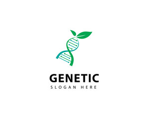 Creative Genetics icon logo design vector illustration. DNA Helix symbol and leaf logo design