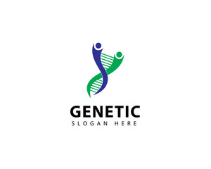 Fototapeta premium Genetics logo creative DNA biology health care people design concept medical