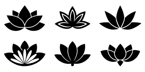 Fototapeta premium Set of silhouettes lotus flower icon logo design vector illustration