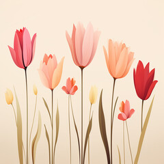 Vintage Floral Bouquet: Delicate Botanical Illustration with Pastel Hues and Intricate Details
