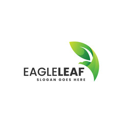 Vector Logo Illustration Eagle Leaf Gradient Colorful Style