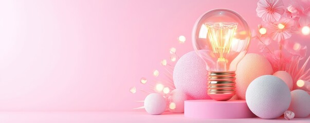 Fototapeta premium Designing brilliance, bright idea visualization, creative energy, 3D illustration
