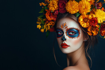 Beautiful women Halloween makeup, women Easter makeup
