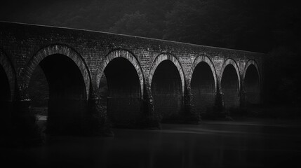 Clean and simple image of a medieval bridge, with a stark background that emphasizes its timeless architectural form.