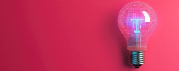 Bright idea for the future, futuristic lightbulb with digital elements, flat design illustration