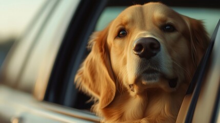 A Golden Retriever Enjoying a Scenic Car Ride