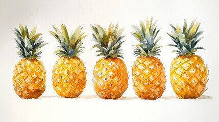 Watercolor pineapple rings with vibrant yellow hues and soft textures.