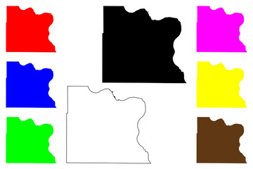 Dakota County, Nebraska (U.S. county, United States of America, USA, U.S., US) map vector illustration, scribble sketch Dakota map