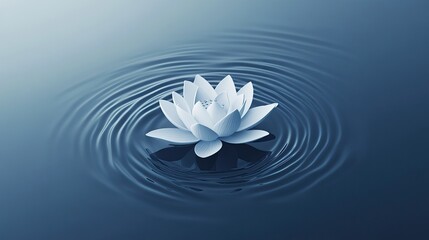 Fototapeta premium Minimalist design of a lotus flower icon with gentle ripples, captured on a plain surface to emphasize calmness and serenity.