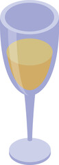 Isometric glass containing white wine, usually consumed during celebrations