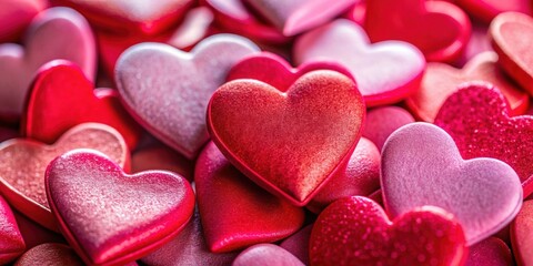 Close-up of red and pink Valentine hearts with copy space, Valentine, hearts, love, romantic, celebration, holiday, red