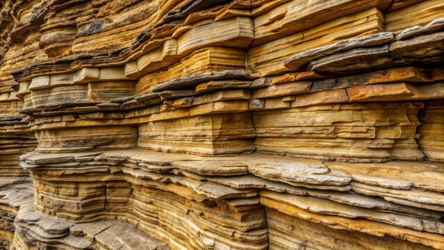 A close-up image of layers of sedimentary rock formations, sedimentary, rock, layers, geology, texture, natural, formation