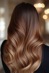 Naklejka premium Wavy Ombre Hair with Brown and Copper Tones