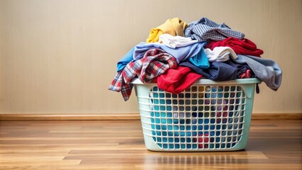 Clothes scattered in a laundry basket , laundry, clothing, messy, organization, household, fabric, pile, housework, storage